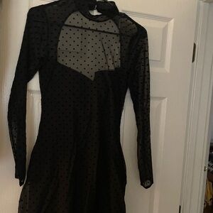 Abercrombie & Fitch Sheer Black Polka Dot Dress